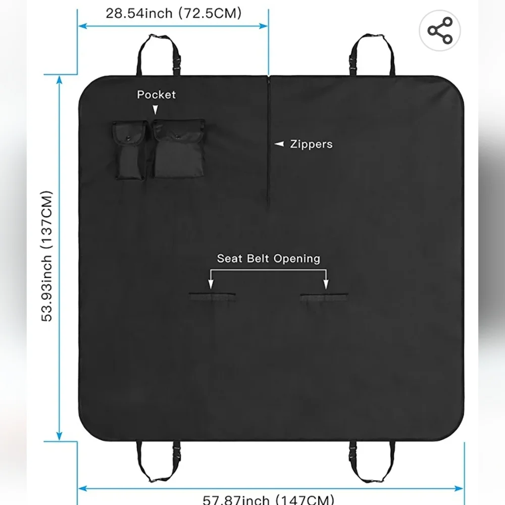 Waterproof Car Backseat Cover w Pockets Hammock Style Gift with Purchase nwt